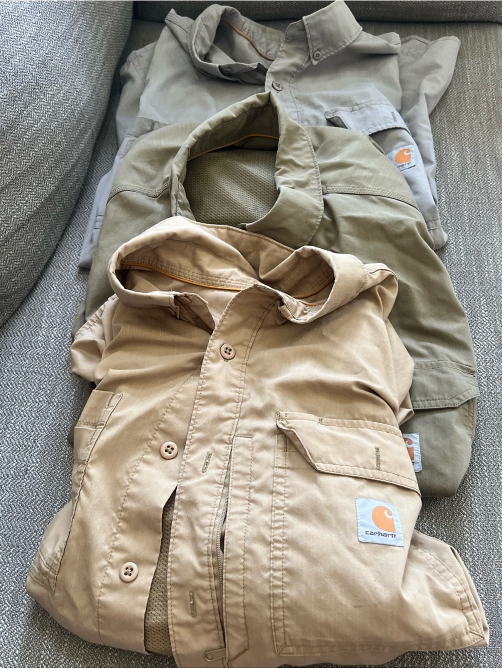 Large Lot Of 3 Carhartt Force Relaxed Fit Short Sleeve Button Down Shirt XL